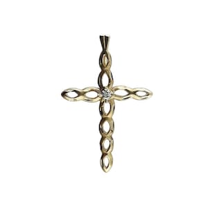 18k Yellow Gold Diamond Cross Pendant #15547