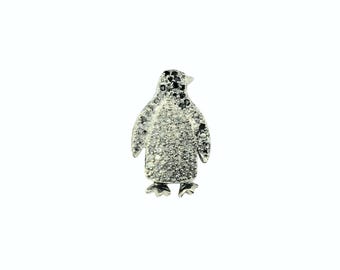 10 Karat White Gold Black and White Diamond Penguin Pendant #21449