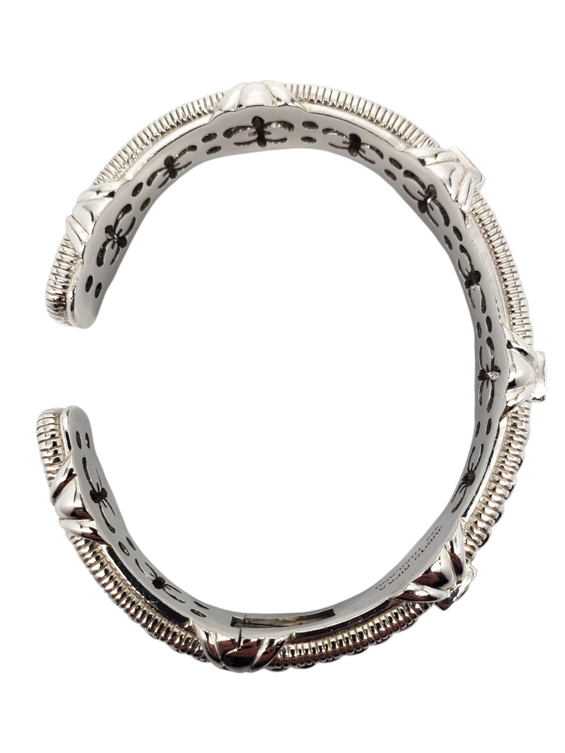 Judith Ripka Silver Braided Open Hinged Cuff with Amethyst stones Judith Ripka Sterling Silver Cuff Bracelet with Amethyst and  main image 2