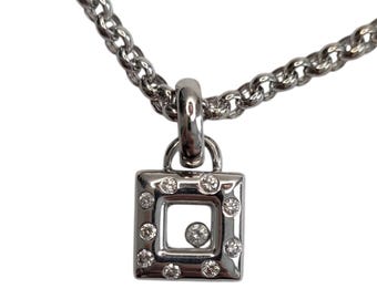Chopard 18k White Gold Happy Diamond Pendant Necklace 17" #26866