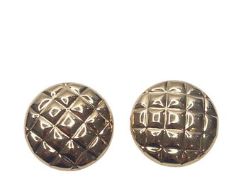 14k Yellow Gold Textured Button Earrings #26848