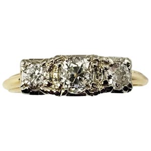 14 Karat Yellow Gold and 3 Stone Diamond Ring Size 5.5 #18418