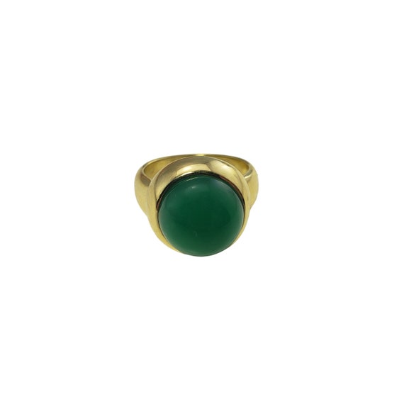 Vintage 18 Karat Yellow Gold and Green Onyx Ring … - image 2