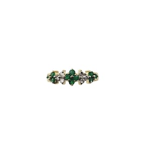 Vintage 14 Karat Yellow Gold Emerald and Diamond Ring Size 7 #15631