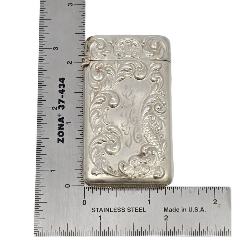 Antique Gilbert Sterling Silver Match Safe Vesta Case With Monogram ...