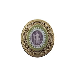 14k Yellow Gold Wedgwood Jasperware Brooch/Pin #21094