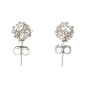 14k White Gold Cz Ball Stud Earrings #21762