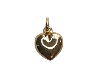 14k Yellow Gold Tiny Puffy Heart Charm #25212