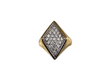 18k Yellow Gold and Diamond Kite Shape Ring Size 6.5 #24896