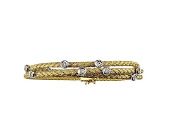 18k Yellow Gold Diamond Multi-Strand Woven Bracelet #24889