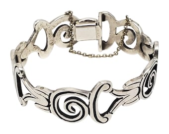 Mexico Taxco Sterling Silver Scroll & Swirl Bracelet #21495 - Etsy