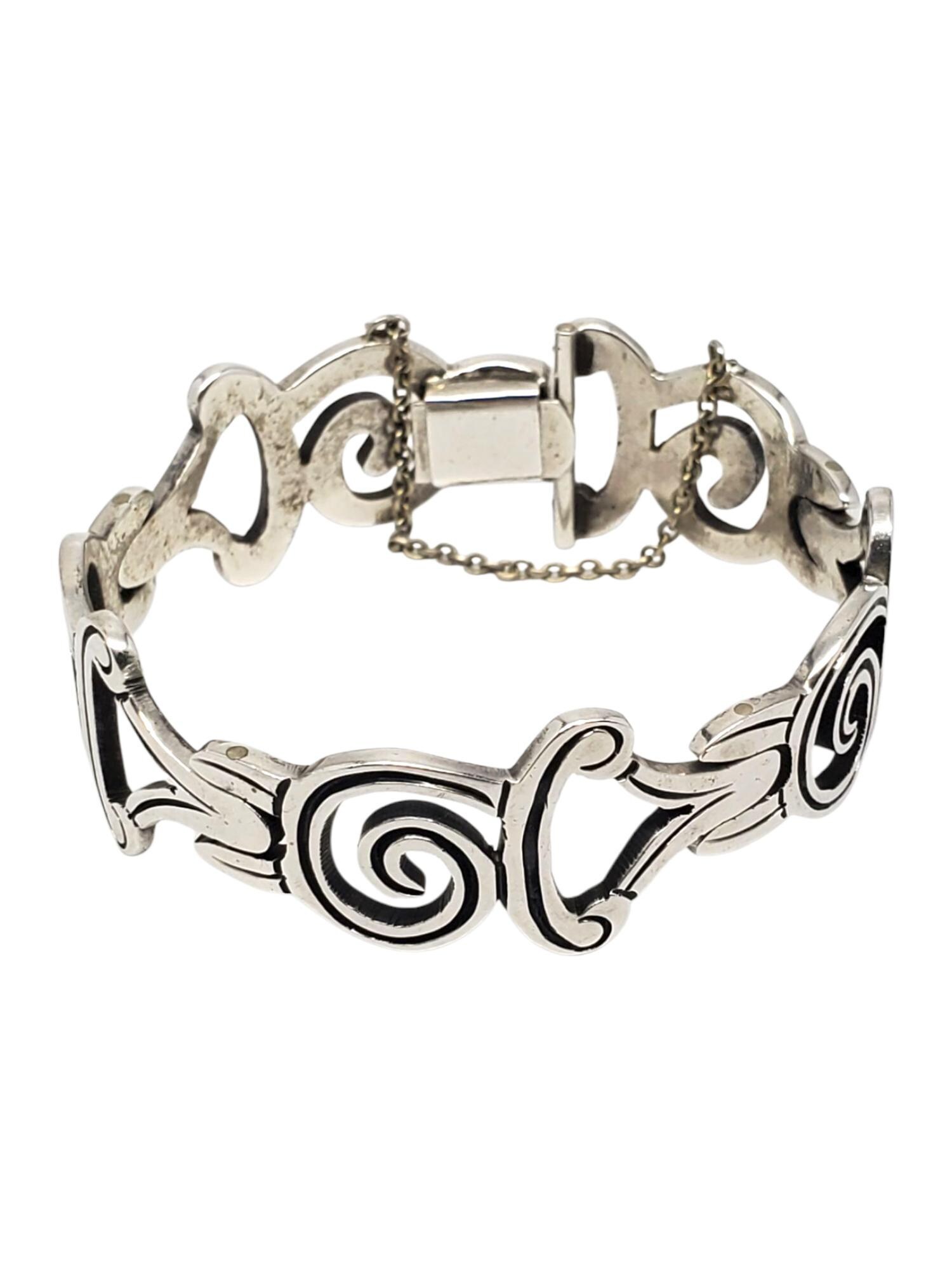 Mexico Taxco Sterling Silver Scroll & Swirl Bracelet #21495 - Etsy