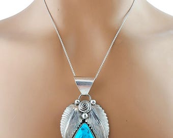 Daniel Etsitty Sterling Silver Navajo Turquoise Pendant #20088 - Etsy