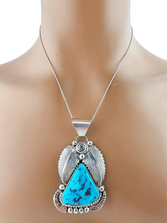 Daniel Etsitty Sterling Silver Navajo Turquoise Pendant #20088 - Etsy