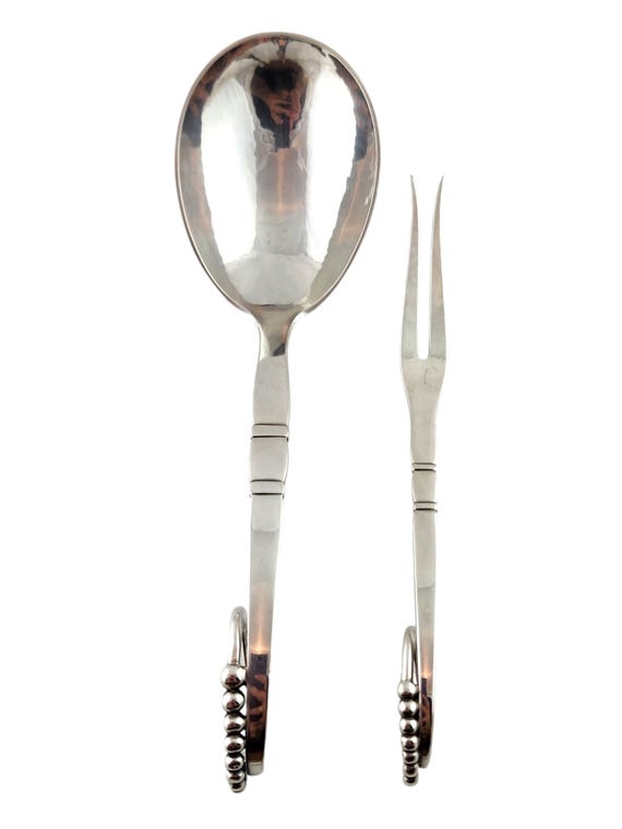ジョージジャンセン　フォーク2本 ジョージ ジェンセン スターリング シルバー レードルと 2 本のミート