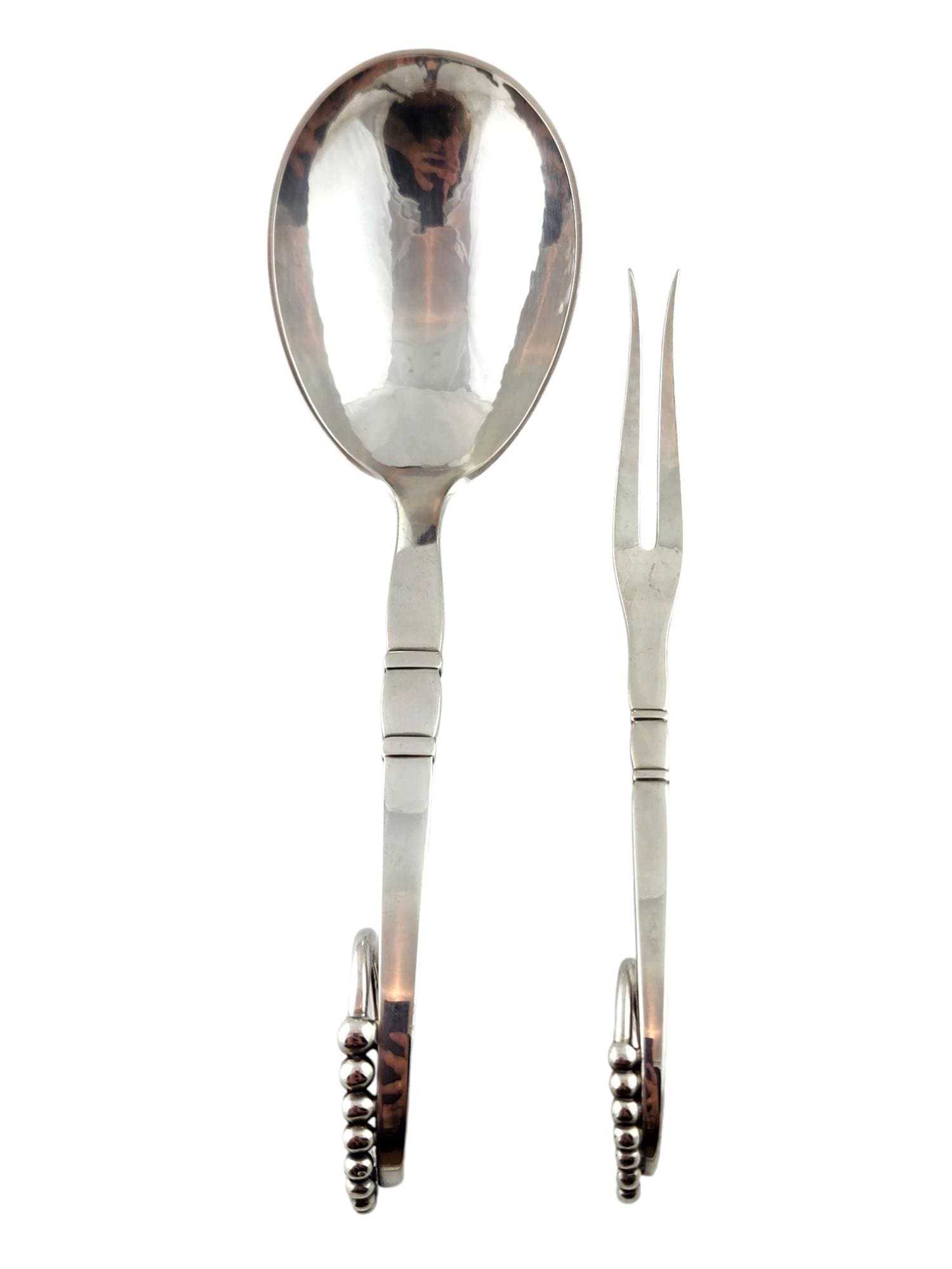 ジョージ ジェンセン スターリング シルバー レードルと 2 本のミート