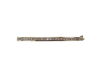 14k Yellow Gold Diamond Oval Bangle Bracelet #24895
