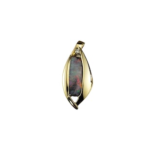14-karatowe żółte złoto, czarny opal i wisiorek z diamentami #17450