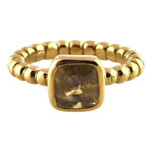 22 Karat Gelbgold natürlicher gelber Saphir Bead Design Ring Größe 4 #19027