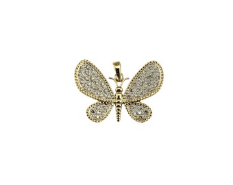 May include: A gold butterfly pendant with a diamond-encrusted design. The butterfly has a detailed body and wings.