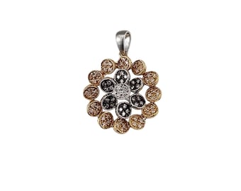 18k Yellow and White Golddiamond Floral Pendant #25336