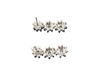 Orecchini Fiore In Oro Bianco 14kt Con 14 Diamanti | Gioielli Con Certificato, Colore G, Purezza SI
