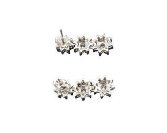 Orecchini Fiore In Oro Bianco 14kt Con 14 Diamanti | Gioielli Con Certificato, Colore G, Purezza SI