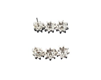 Orecchini Fiore In Oro Bianco 14kt Con 14 Diamanti | Gioielli Con Certificato, Colore G, Purezza SI