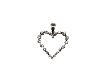 14k White Gold and Diamond Heart Pendant #24093