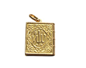 18k Yellow Gold Islamic Quran Book Pendant #25211
