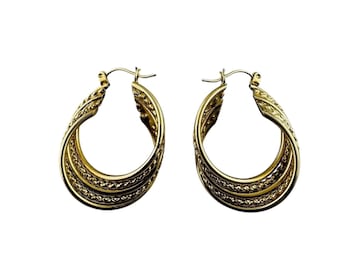 14k Yellow Gold Cable Twisted Multi Hoop Twisted Earrings #20677