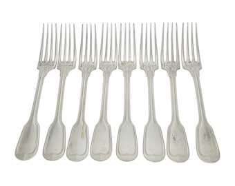小物 COMTESSE Set of 8 Christofle Sterling Silver Chinon Forks 8 1/8