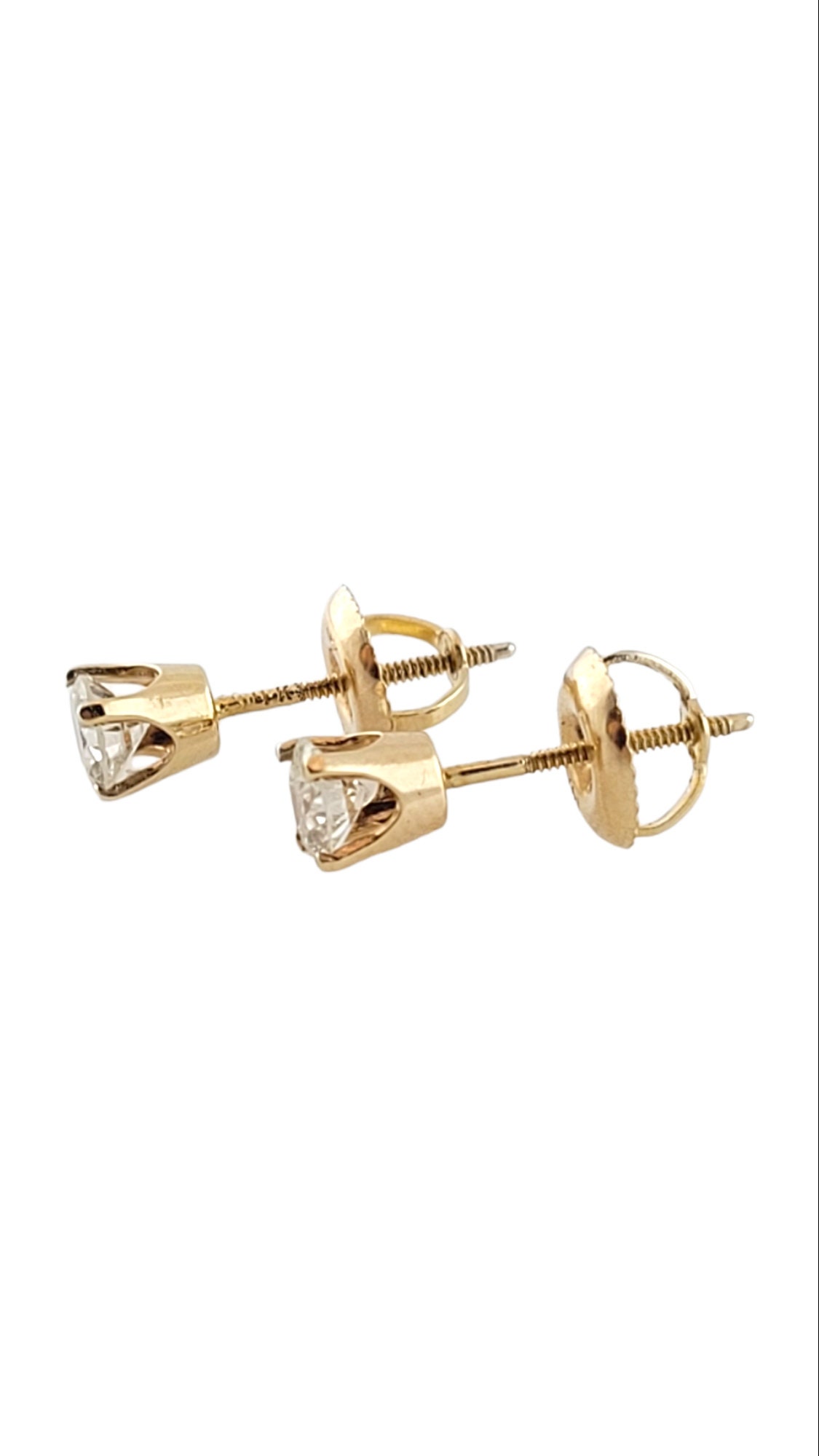 Vintage 14 Karat Yellow Gold Diamond Stud Earrings #14699