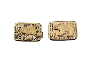 Terry Meyer 14k Yelow Gold Bull and Bear Stock Market Cufflinks #24955