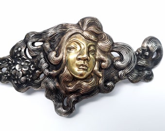 Antique George W. Shiebler Sterling Silver & 14K Gold Belt Buckle #4385 Antique George W. Shiebler Sterling Silver and 14K Gold Belt  main image 3