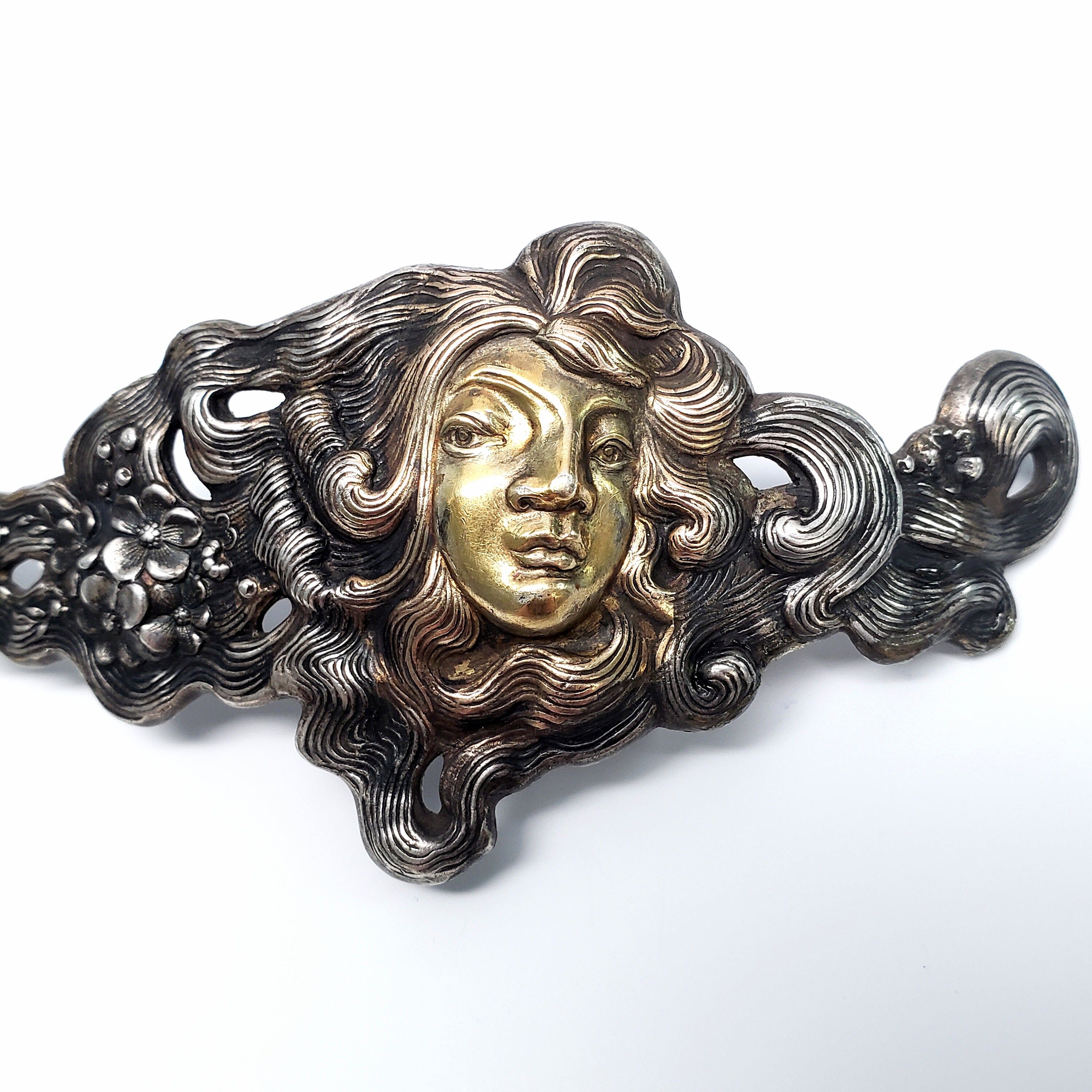 Antique George W. Shiebler Sterling Silver & 14K Gold Victorian Homeric Buckle Antique George W. Shiebler Sterling Silver & 12 - 14K Gold  main image 4