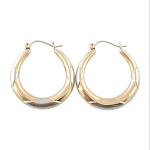 Vintage 14k Yellow & White Gold Two Tone Hoop Earrings #15225
