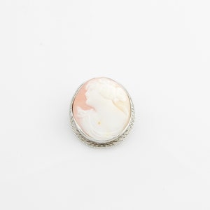 Vintage 10 Karat White Gold Cameo Brooch/Pin #6913