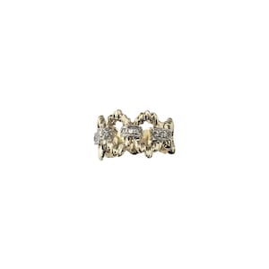 10k Yellow and White Gold Diamond Band Ring Size 7.5-7.75 #22219