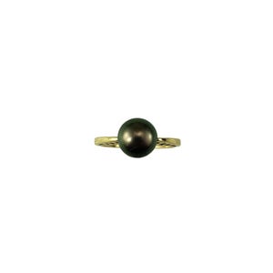 14 Karat Yellow Gold Black Pearl Ring Size 6.25 #18955