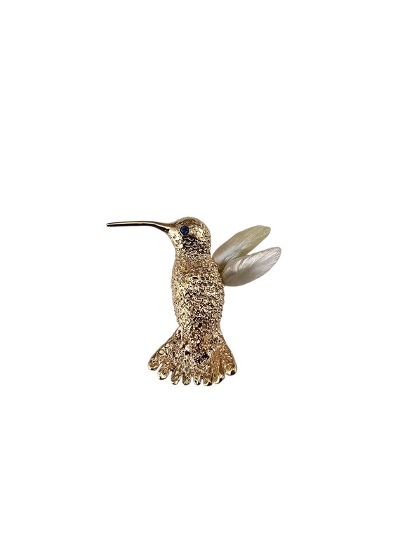 William Ruser 14k Yellow Gold Hummingbird Brooch/Pin #24624