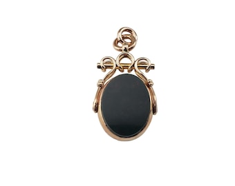Antique 9 Karat Yellow Gold Carnelian and Bloodstone Spinner Fob #15236