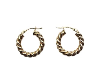 10k Yellow Gold Twisted Hoop Earrings #26284
