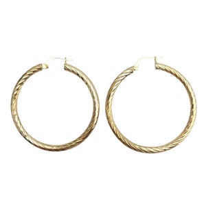 14k Yellow Gold Circle Twisted Hoop Earrings #21660