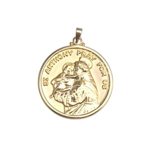 10k Gold Saint Anthony Medal Pendant - Patron Of Lost Articles, With 4 Diamonds | Catholic Religious Jewelry For Necklace Or Bracelet - View #6