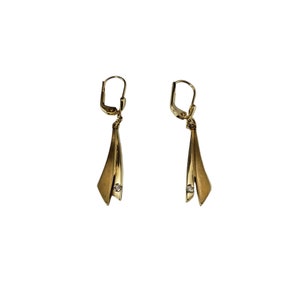 14k Yellow Gold and Diamond Dangle Earrings #16670