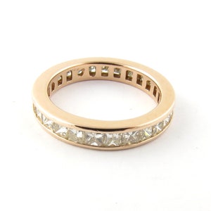 Vintage 14 Karat Yellow Gold Princess Diamond Wedding Band Ring Size 6.25 #3929
