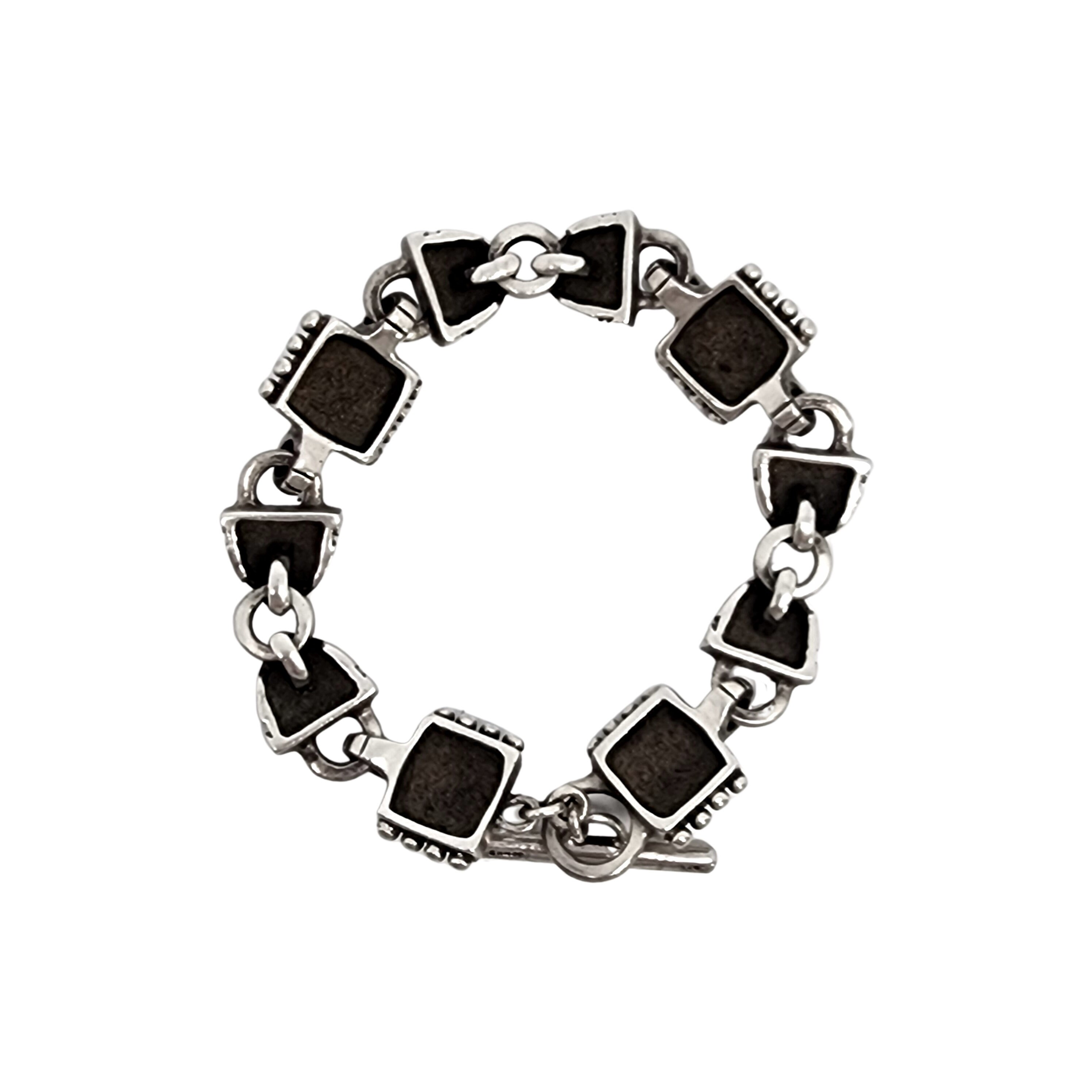 Lisa Jenks Sterling Silver Beaded Square and Triangle Link