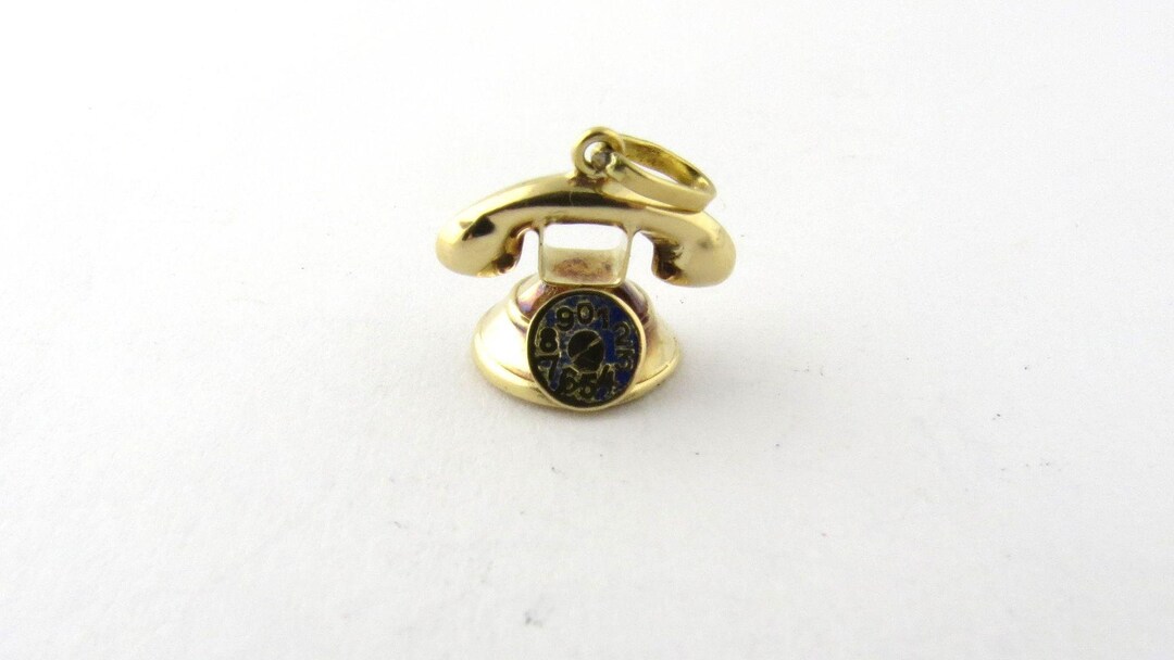 Vintage 14K Yellow Gold Rotary Dial Telephone Charm 3D 278 - Etsy