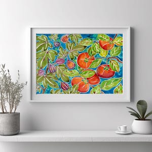 colorful wall art, housewarming gift, figs and persimmons kitchen wall art decor fruit art watercolor 8 x 10 watercolor print